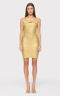 FOIL STRAPPY MINI DRESS