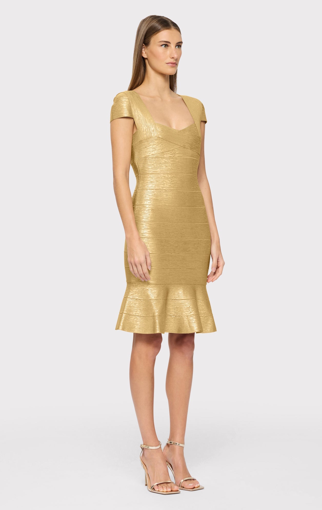 FOIL CAP SLV FLARE SKIRT