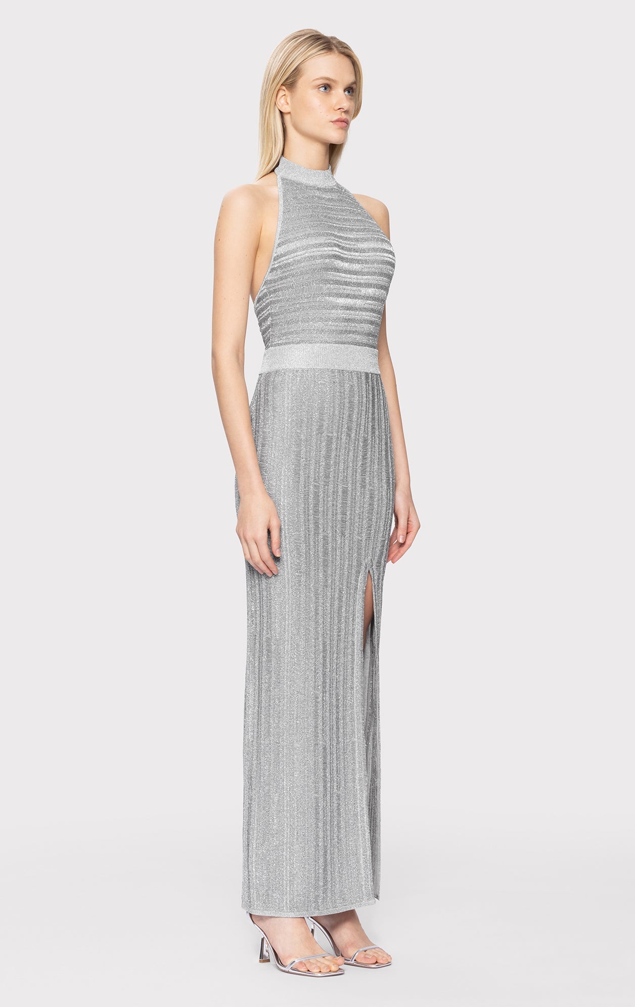 LUREX EYELASH MOCK NECK GOWN