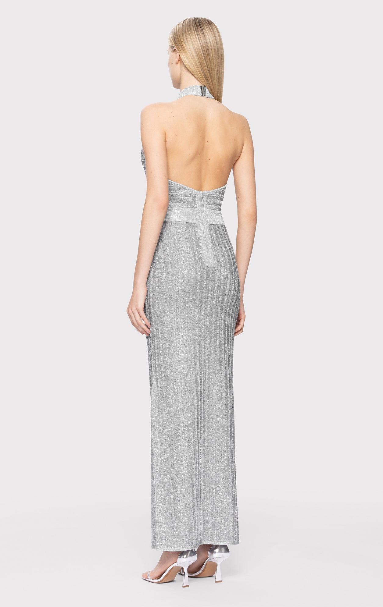 LUREX EYELASH MOCK NECK GOWN