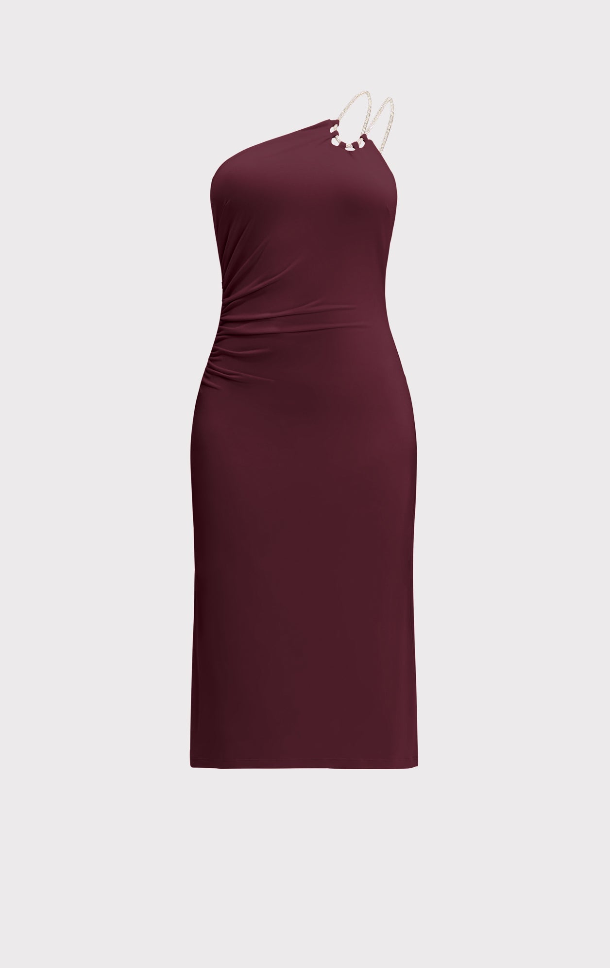 STRAPPY JERSEY MIDI DRESS W CRYSTAL TRIM