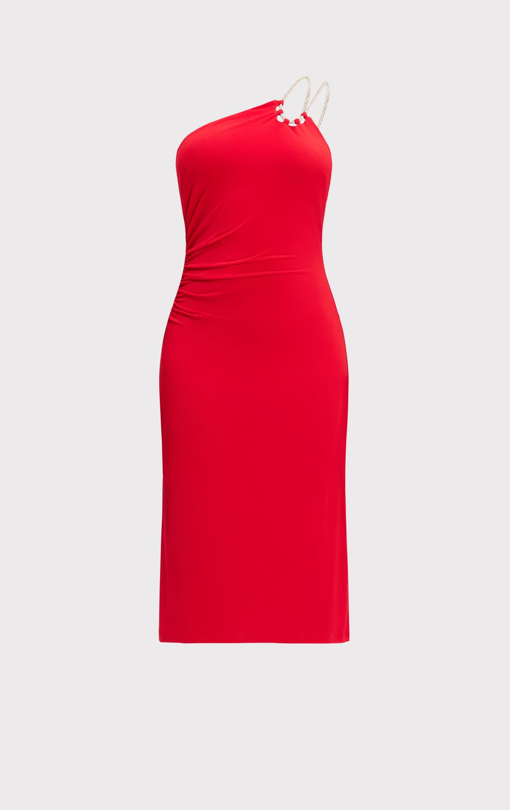 STRAPPY JERSEY MIDI DRESS W CRYSTAL TRIM