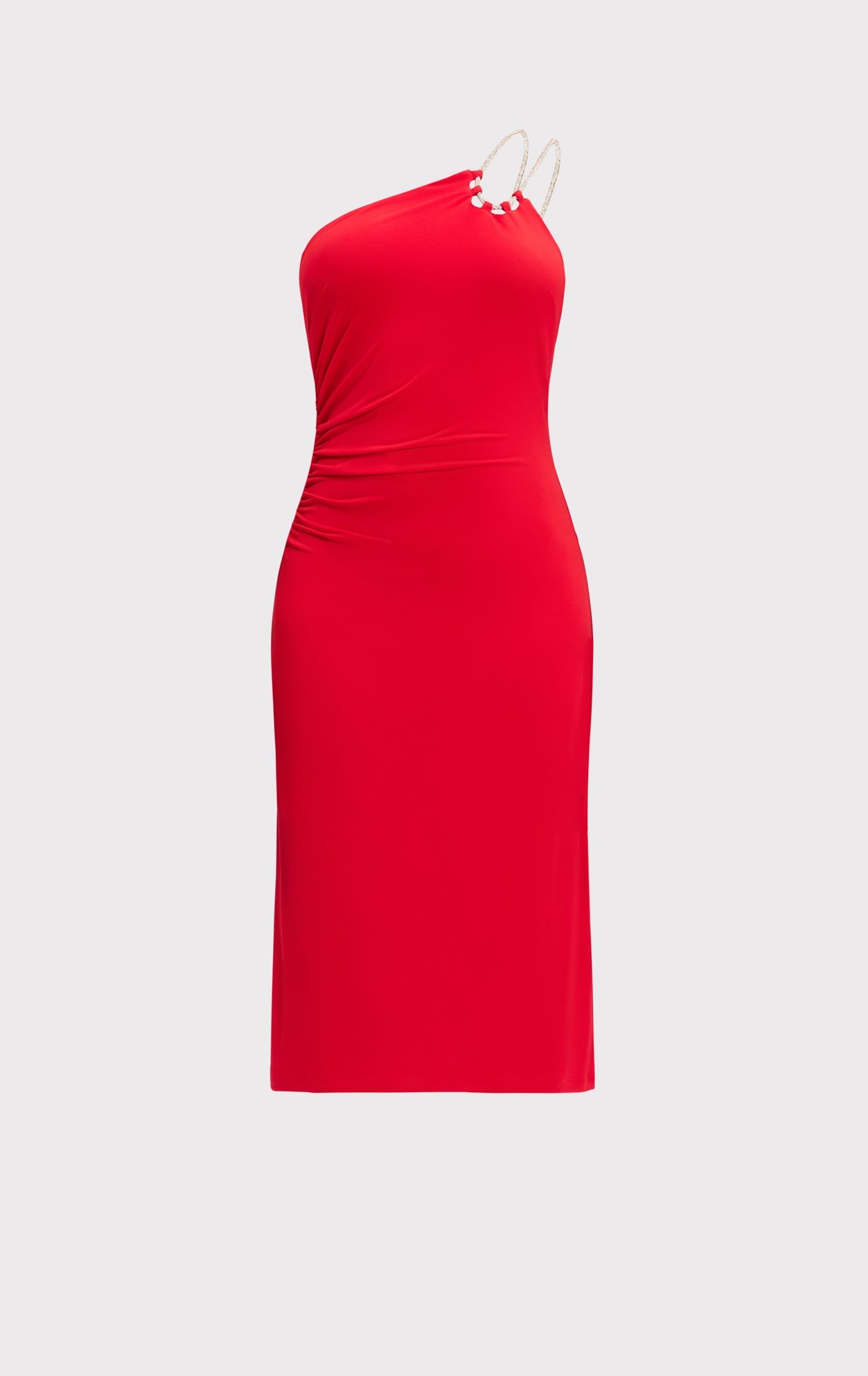 STRAPPY JERSEY MIDI DRESS W CRYSTAL TRIM