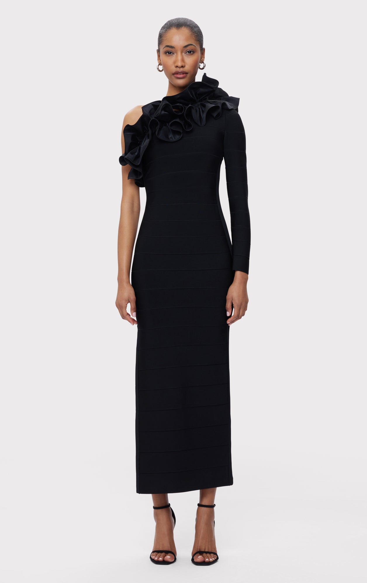 ASYMMETRICAL RUFFLE GOWN