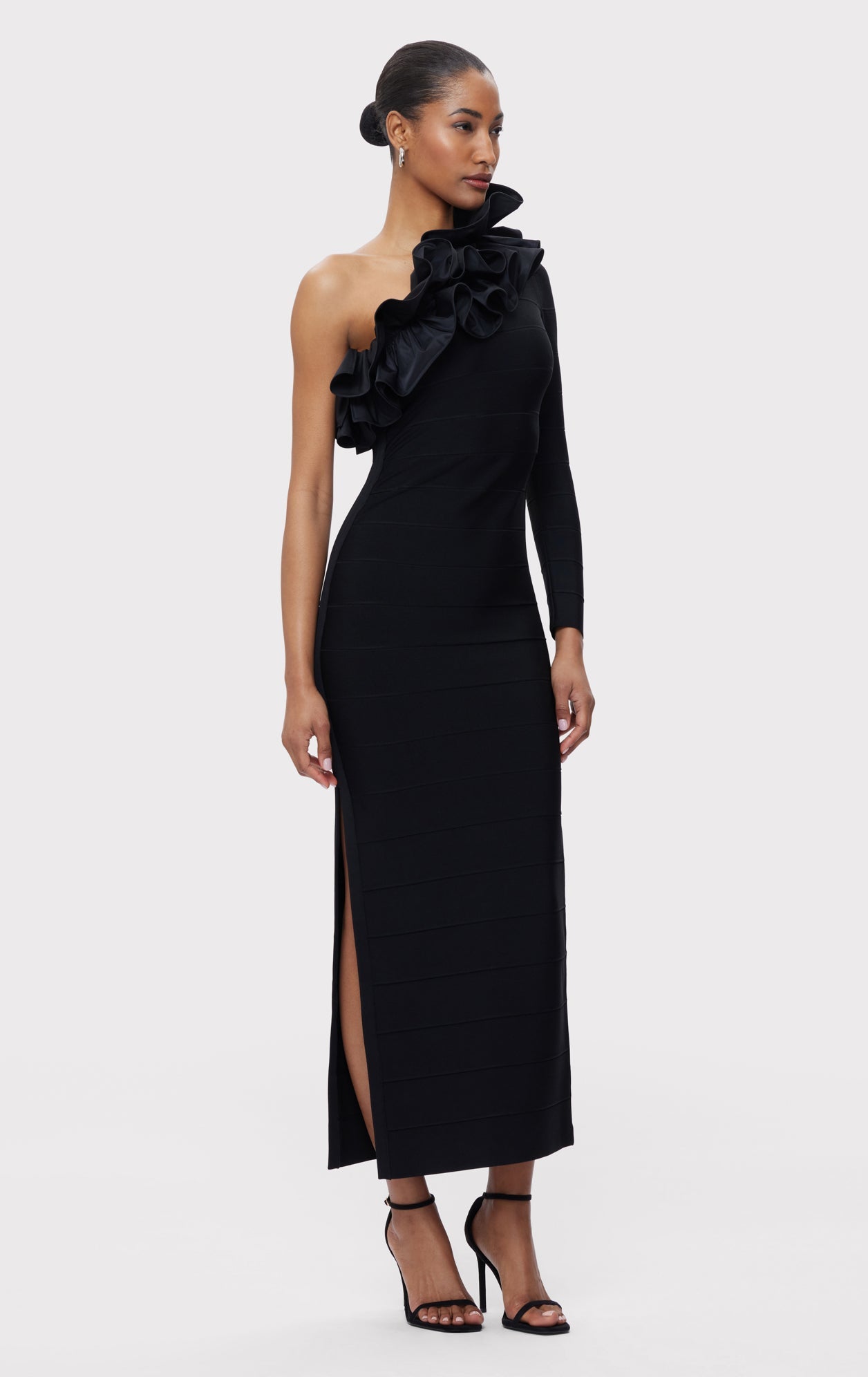 ASYMMETRICAL RUFFLE GOWN