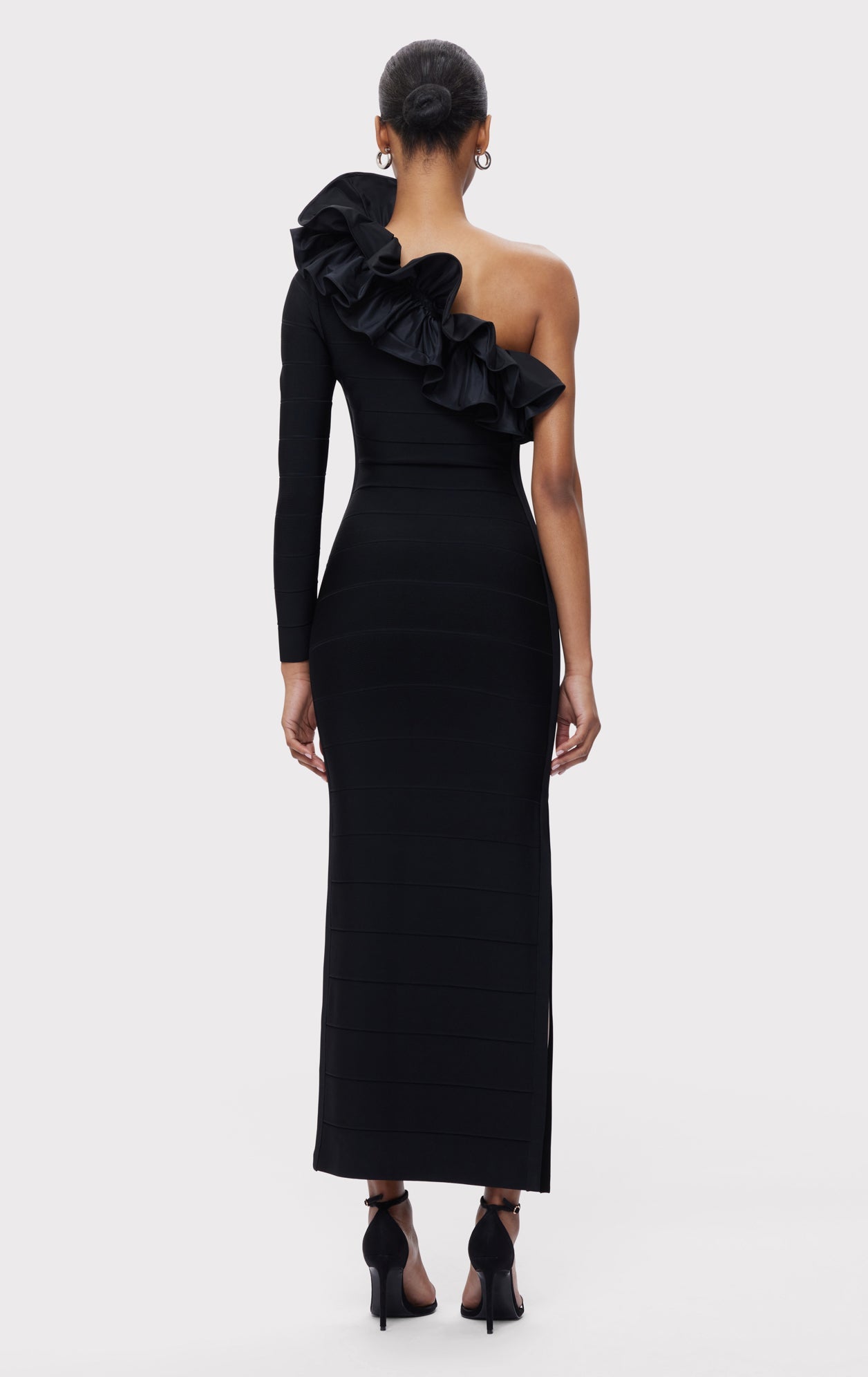 ASYMMETRICAL RUFFLE GOWN