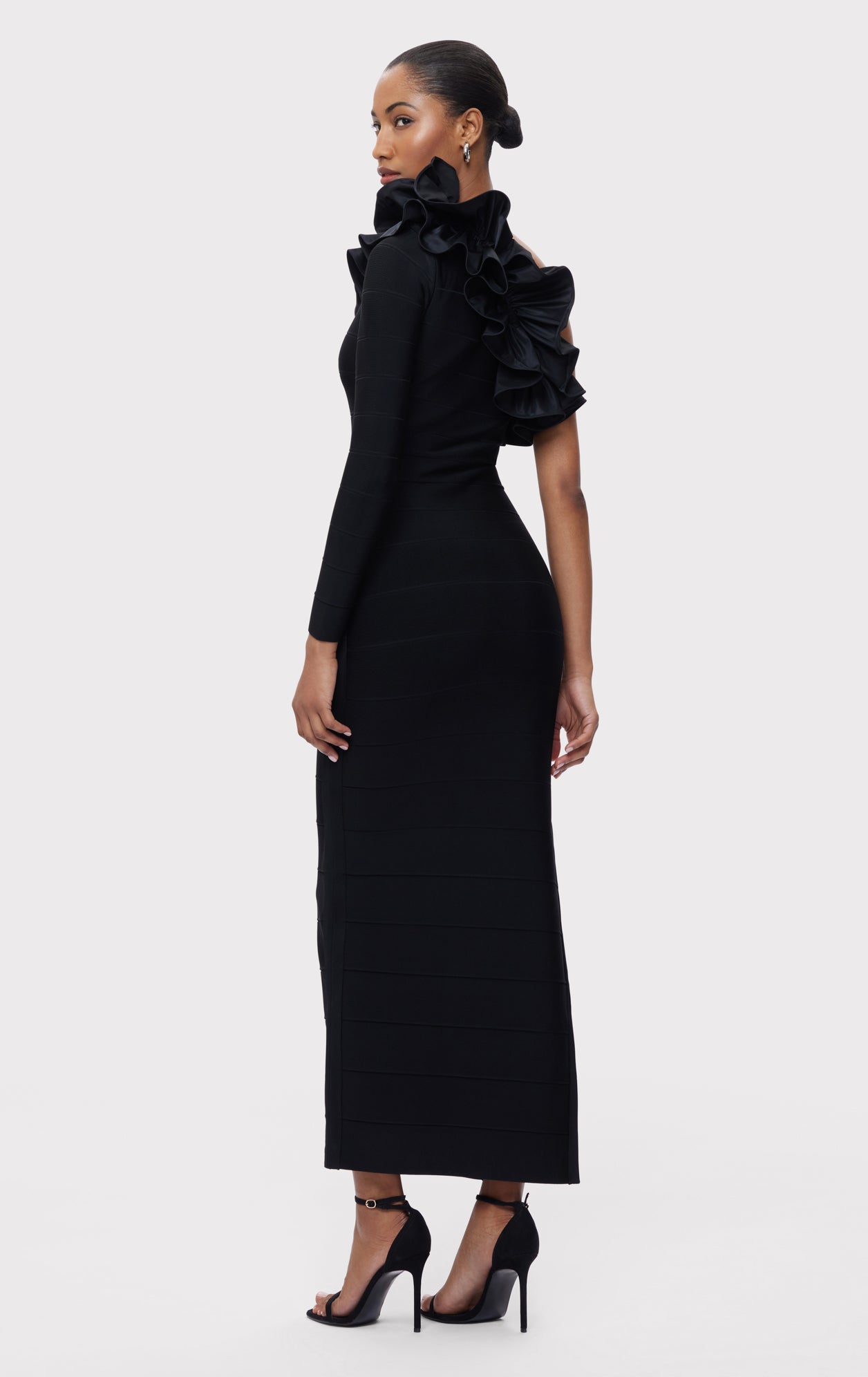 ASYMMETRICAL RUFFLE GOWN