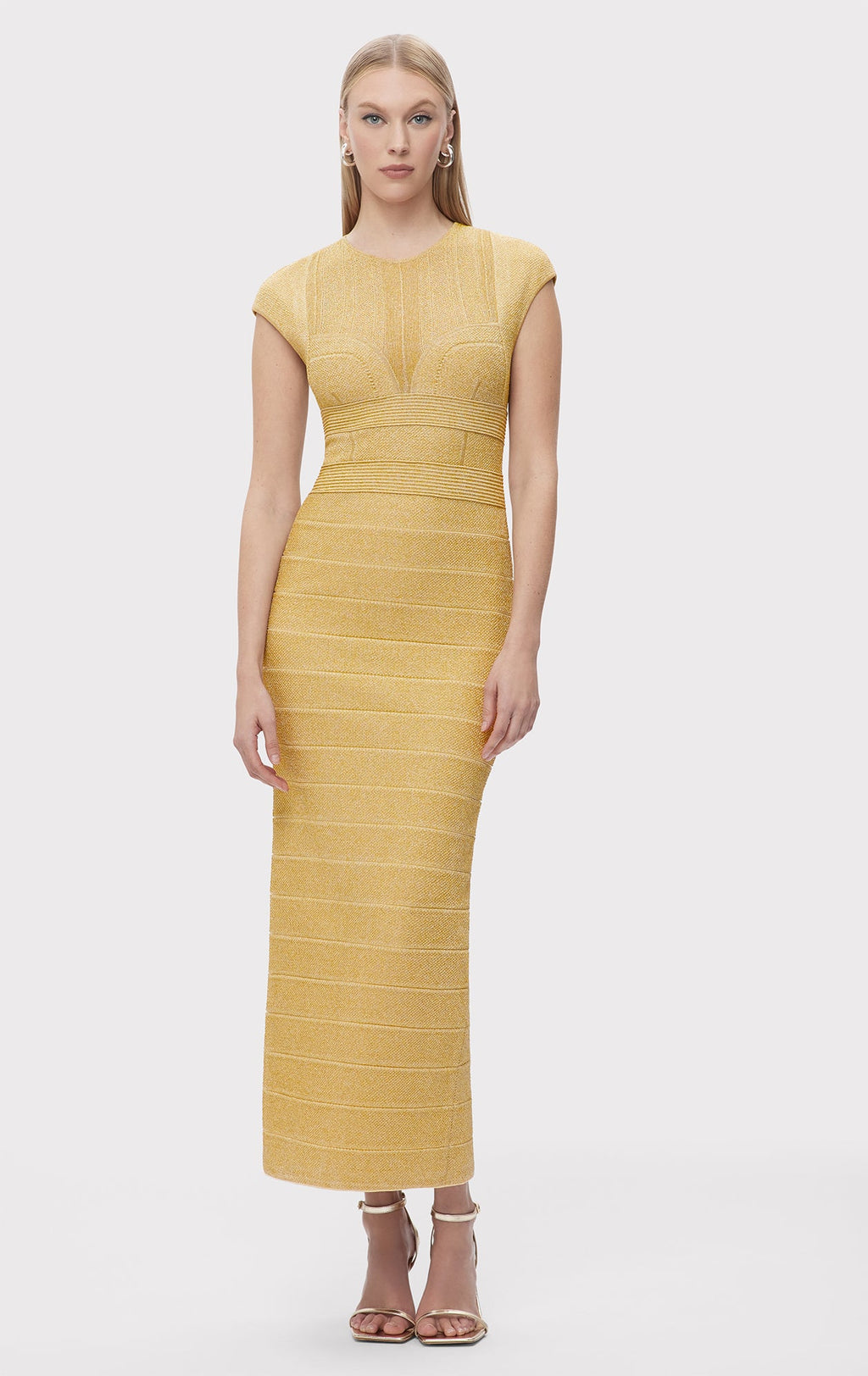 TEXTURED SHEER BUSTIER GOWN