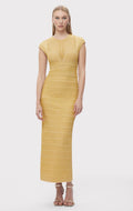 TEXTURED SHEER BUSTIER GOWN
