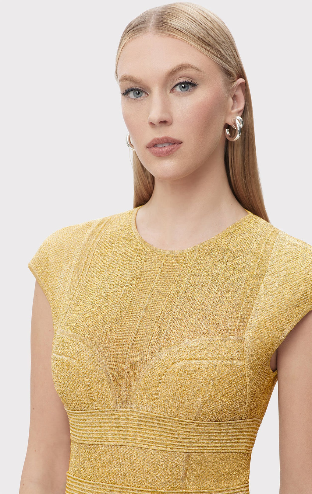 TEXTURED SHEER BUSTIER GOWN