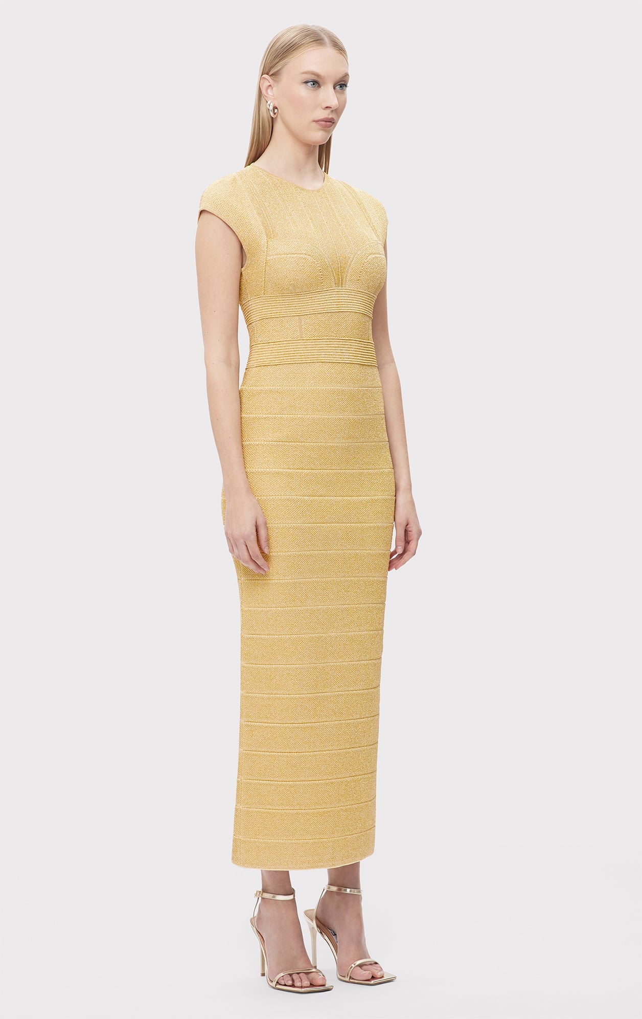 TEXTURED SHEER BUSTIER GOWN