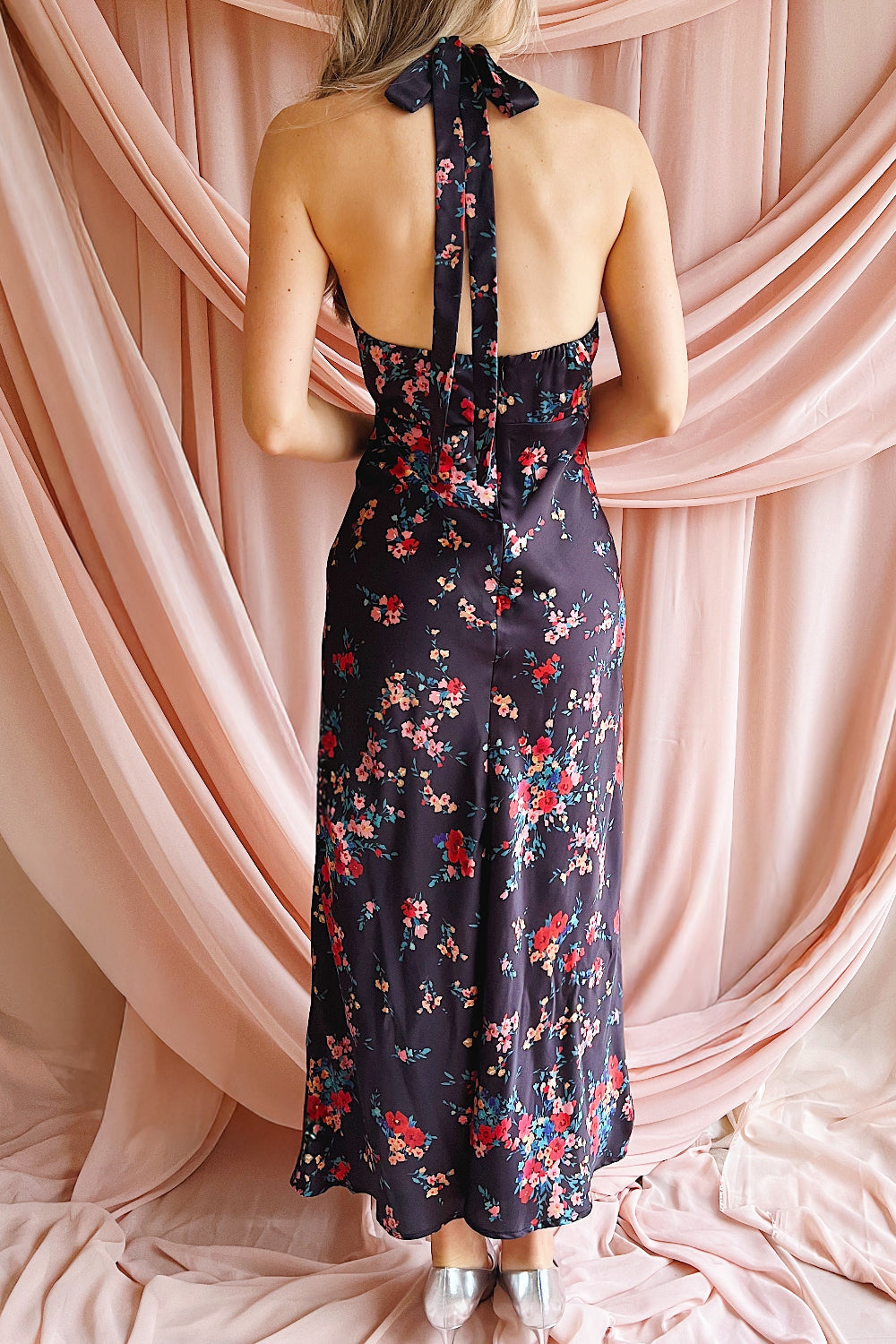 Patrice | Floral Maxi Dress with Halter Neckline