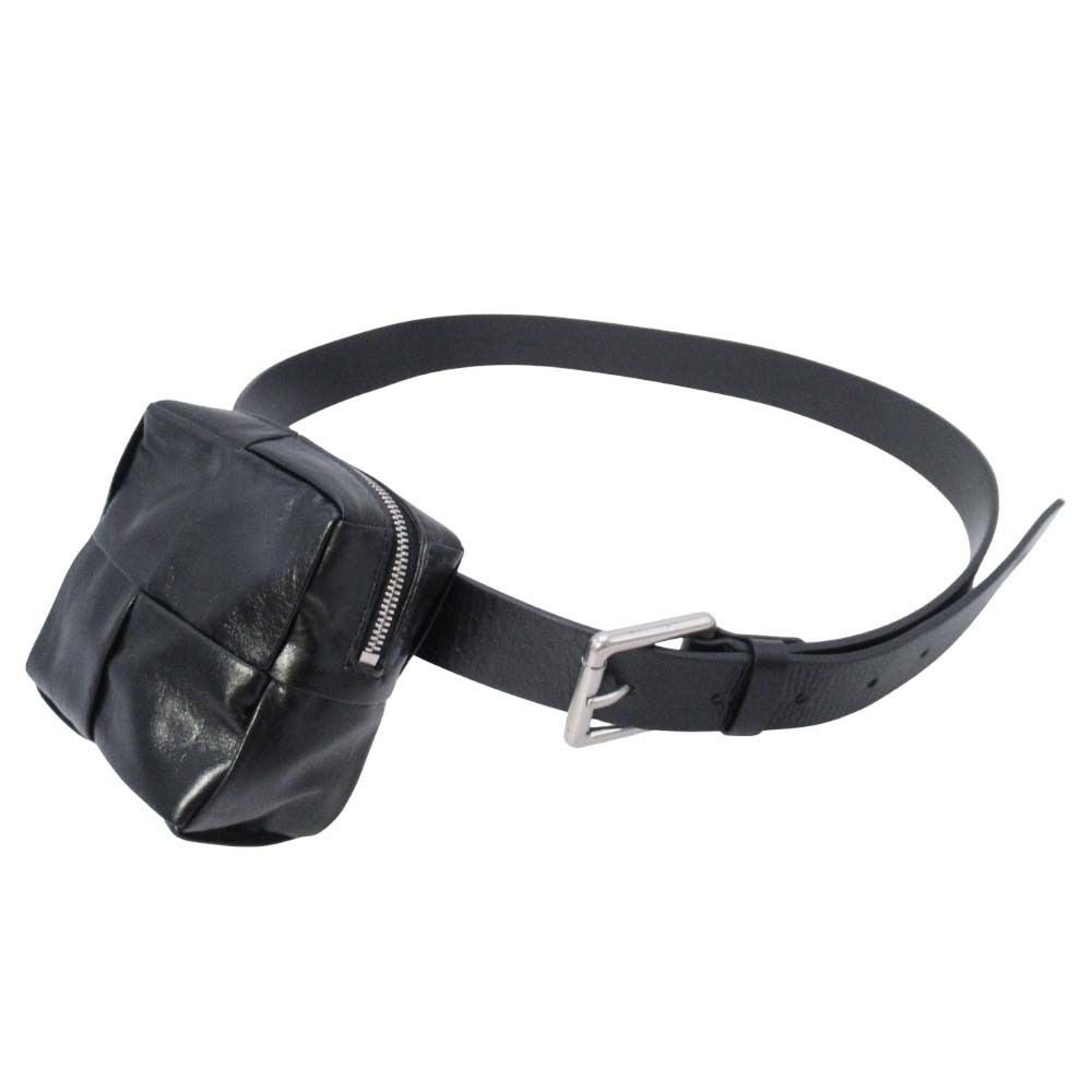 Bottega Veneta Maxi Intrecciato Leather Cassette Belt Pochette Pouch 95 Black