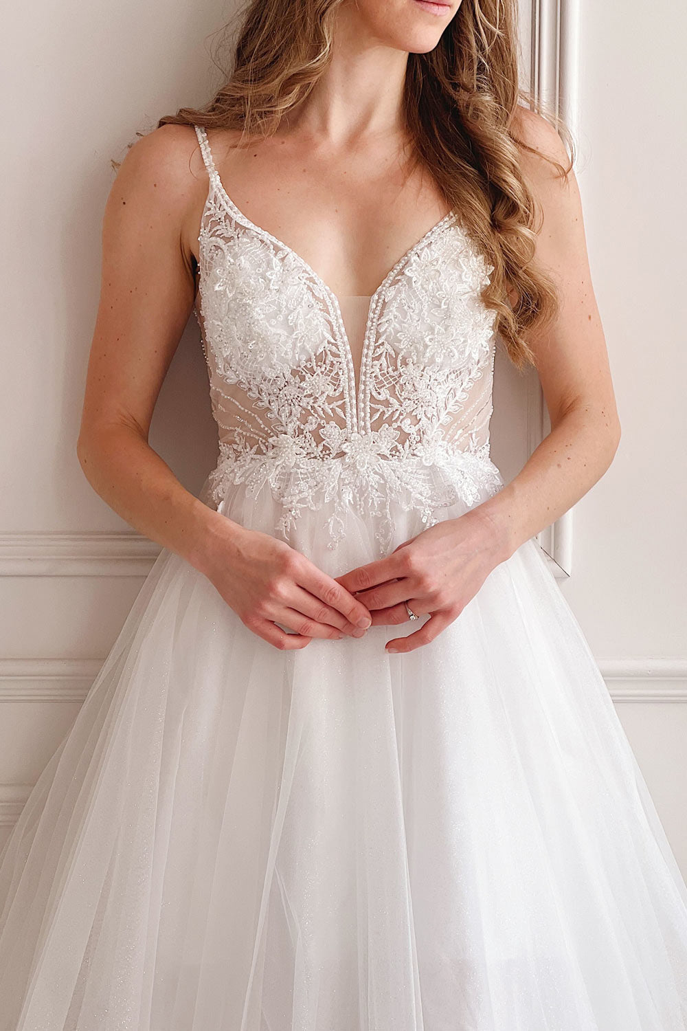 Astranova | Layered Tulle Wedding Gown with Lace