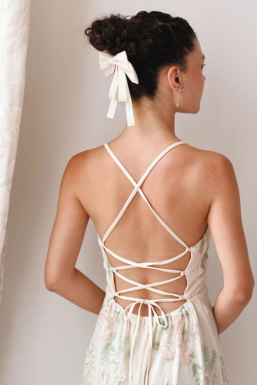 Hildred | Embroidered Midi Dress with Open Back