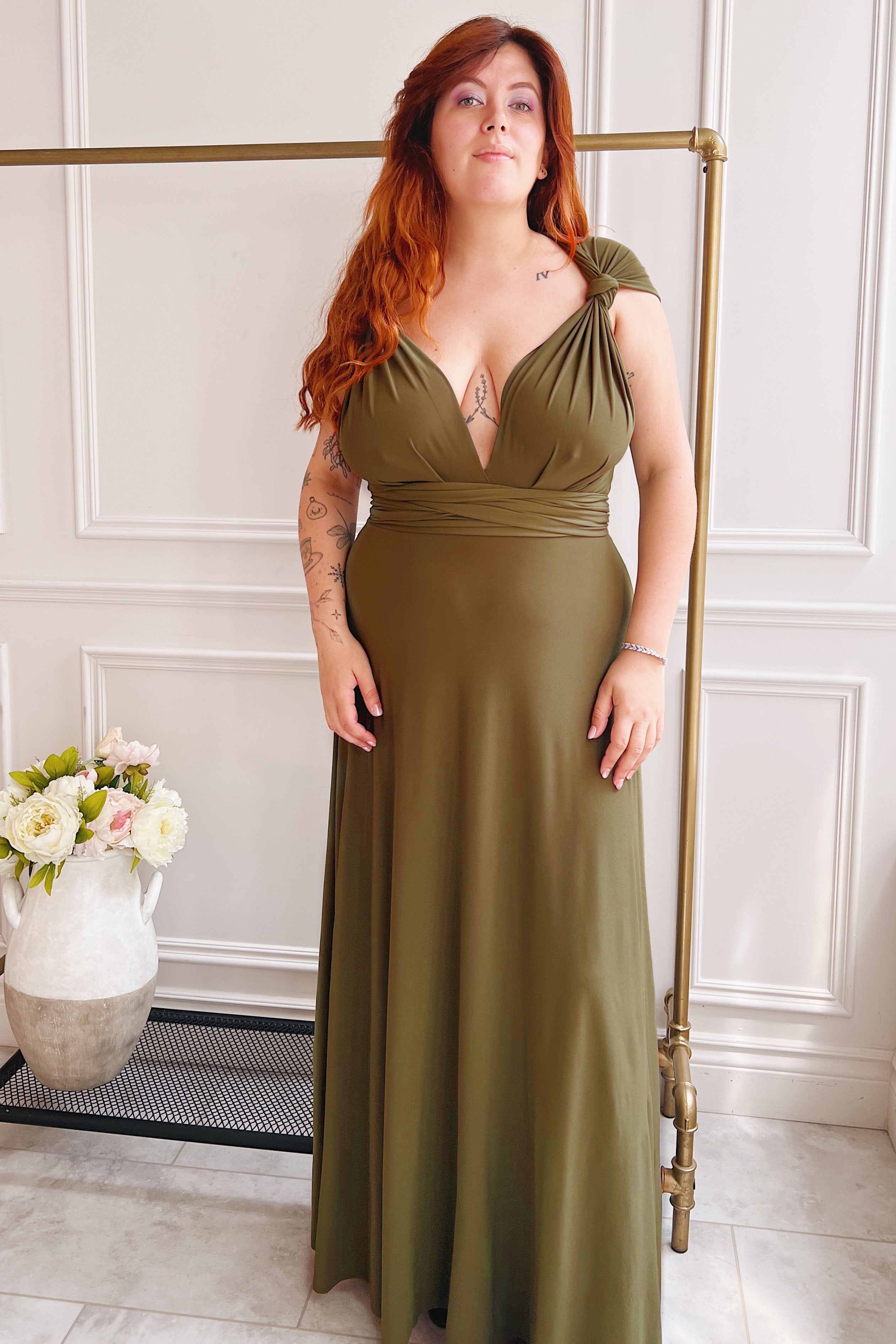 Violaine Khaki | Convertible Maxi Dress
