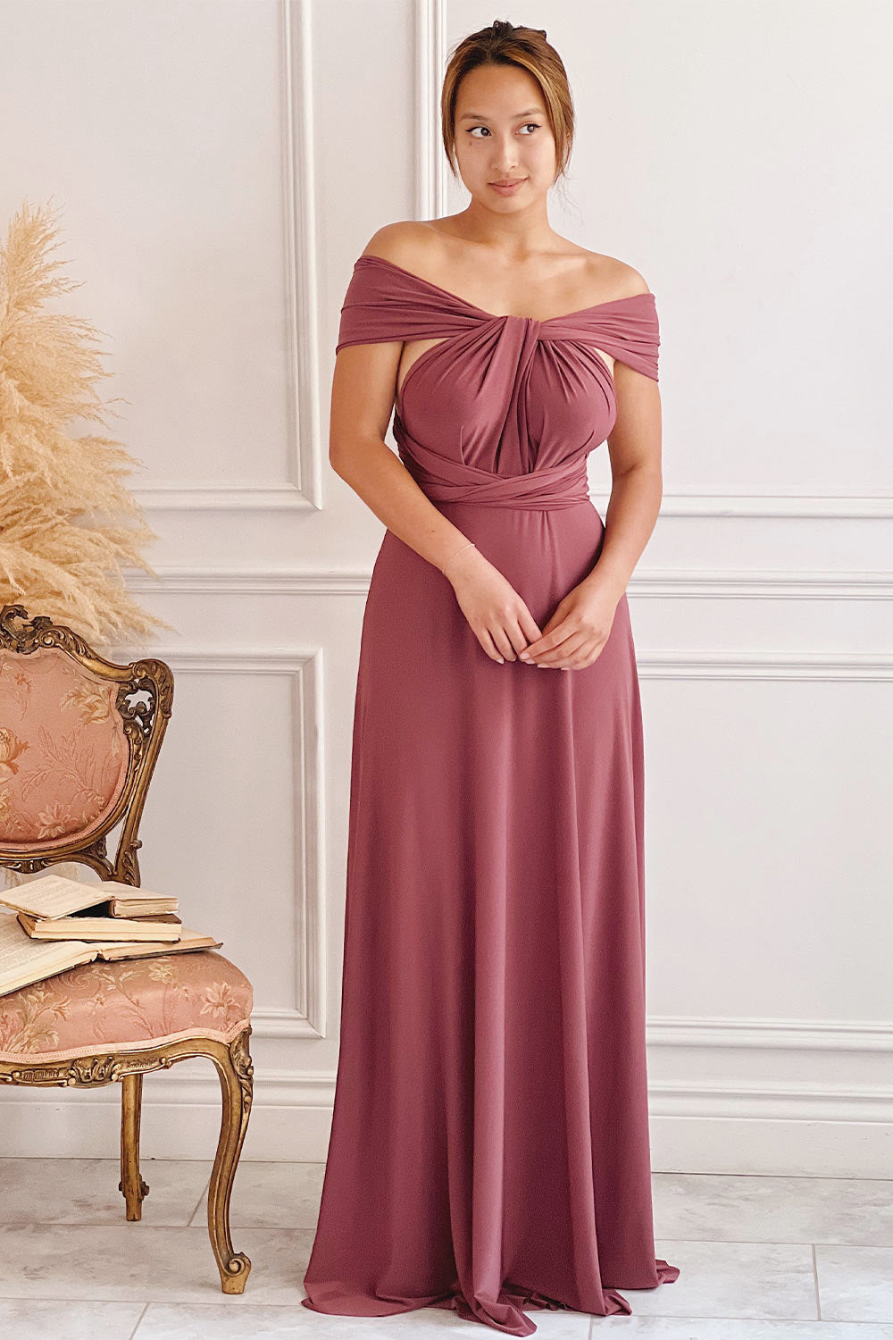 Violaine Dark Mauve | Convertible Maxi Dress