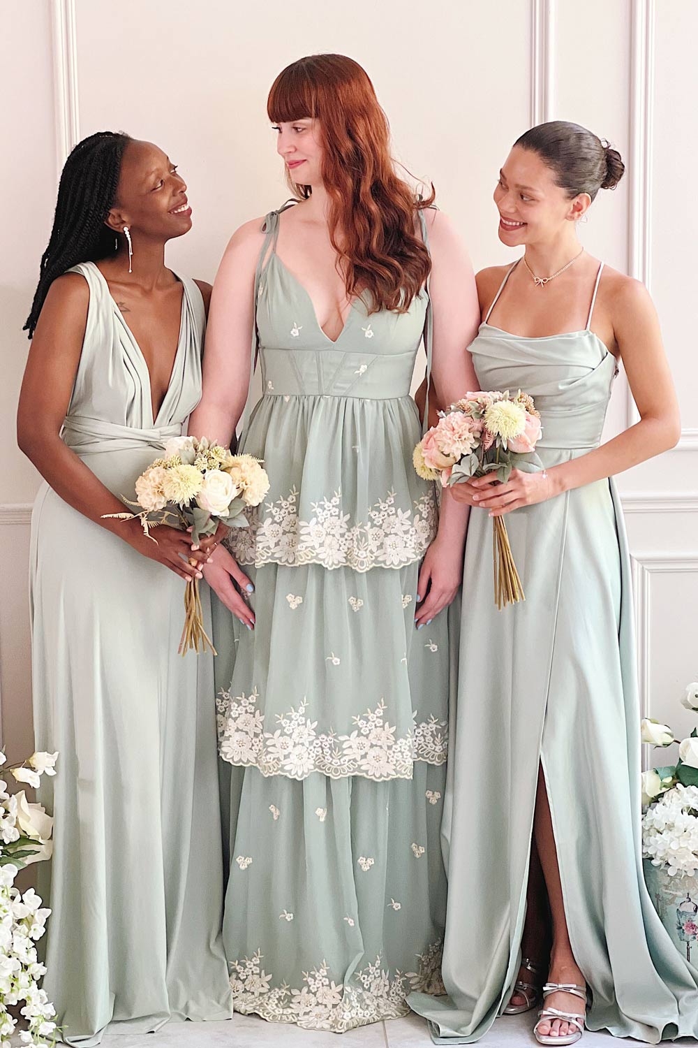 Taliana Mauve | Chiffon Maxi Dress w/ Floral Embroidery