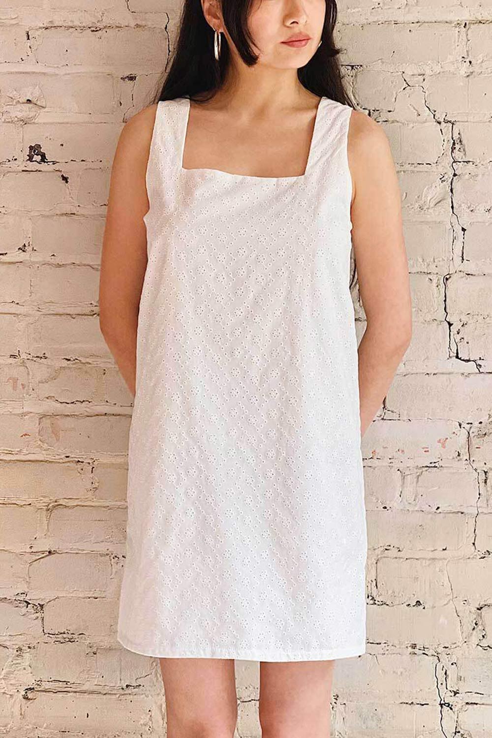 Larah White | Eyelet Embroidered Mini Dress | Dailystory