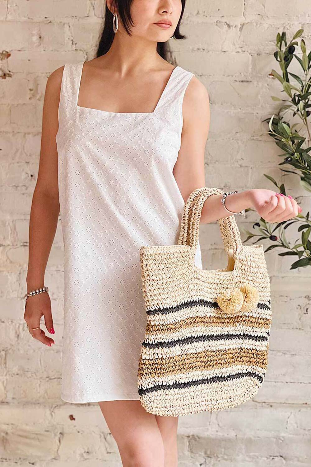 Larah White | Eyelet Embroidered Mini Dress | Dailystory