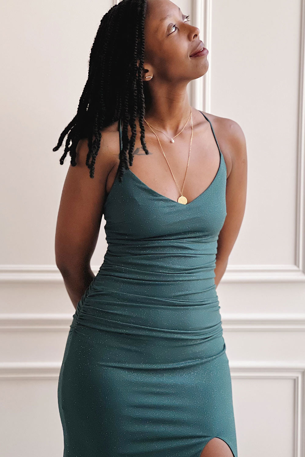 Samira Green | Sparkly Mermaid Maxi Dress with Slit