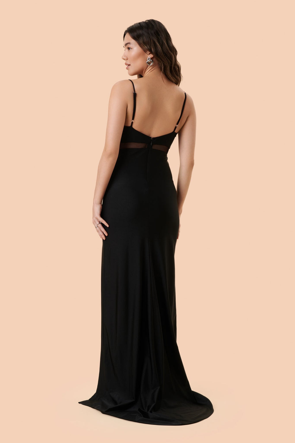 Angelina Black | Maxi Dress with Mesh Underbust and Slit by Arti Gogna