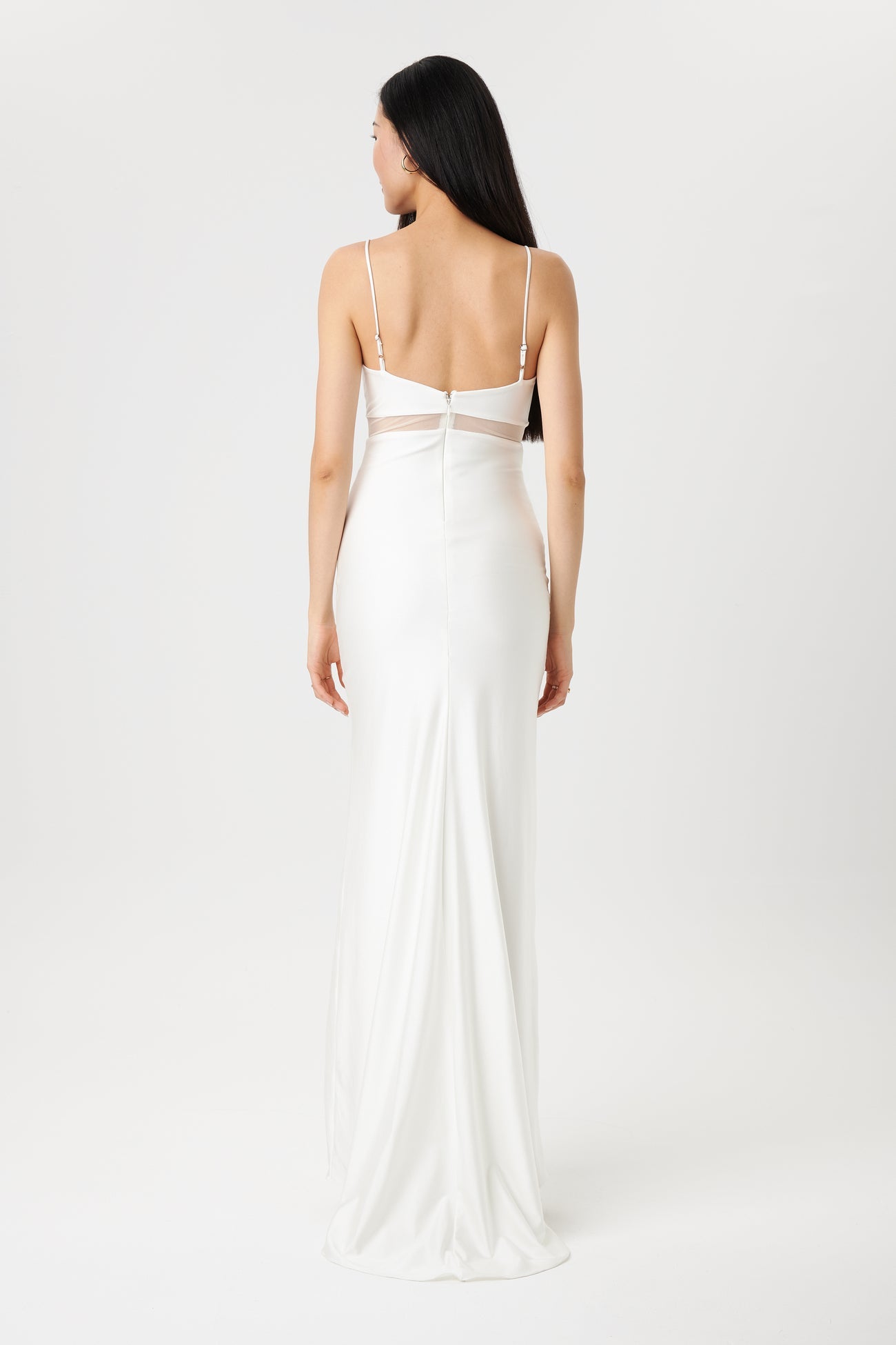 Angelina Ivory | Maxi Dress with Mesh Underbust and Slit by Arti Gogna