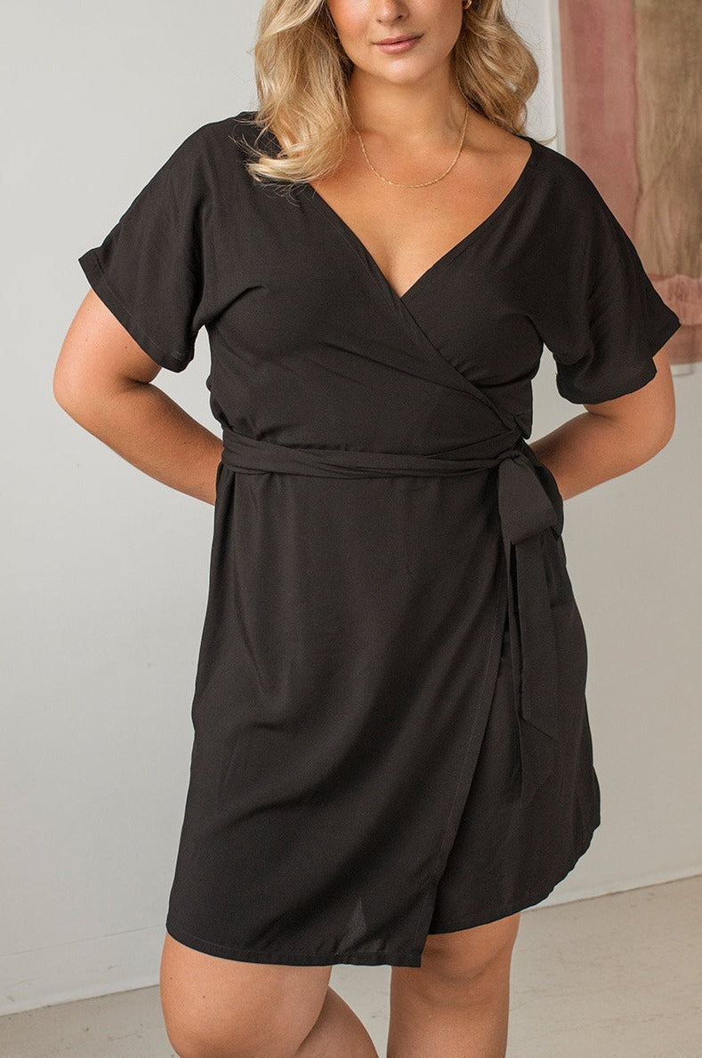 Rosie Black | Short Sleeve Black Dress by Dailystory