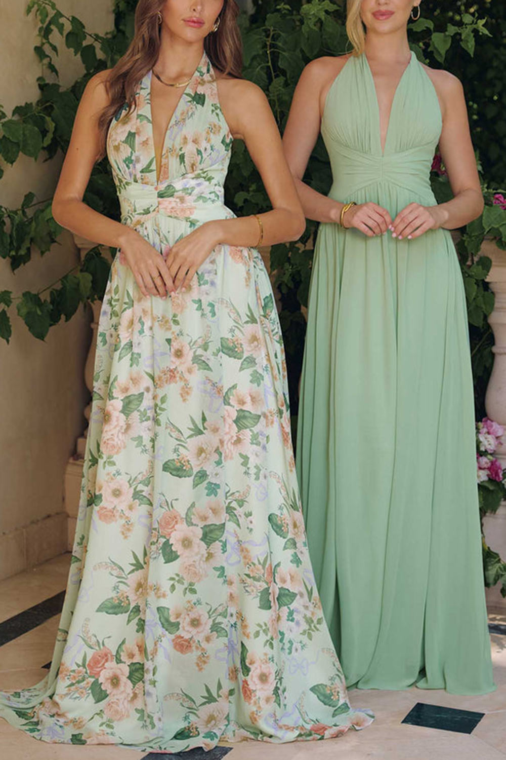 Seojun | Maxi Floral Halter Dress