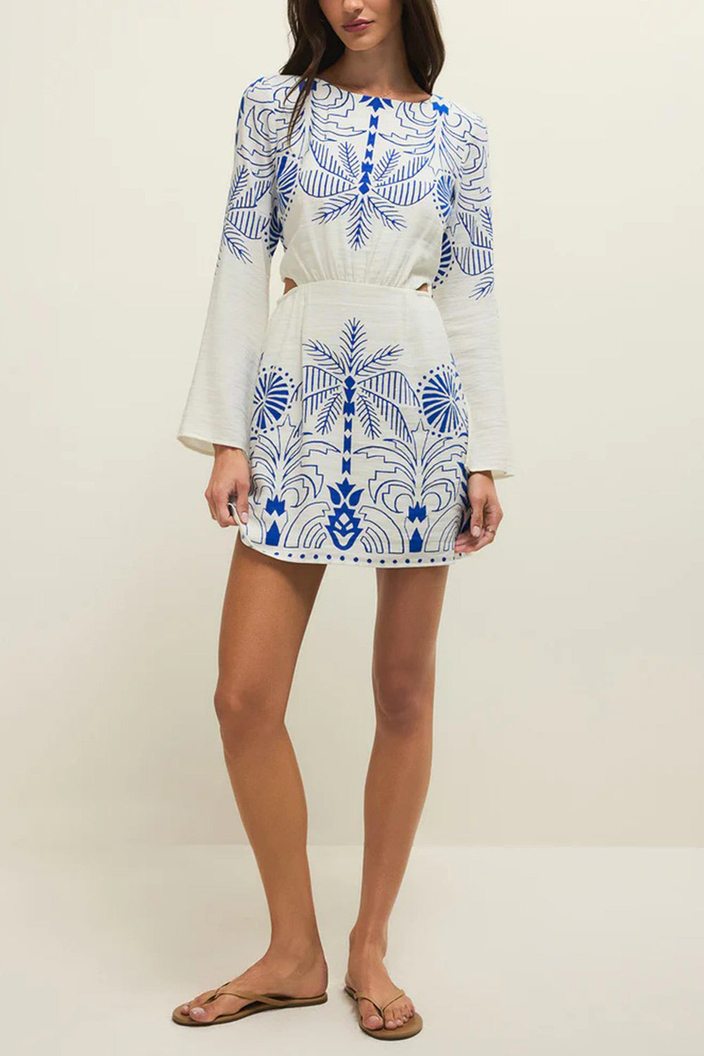 Sharon | Short White Dress with Contrast Print
