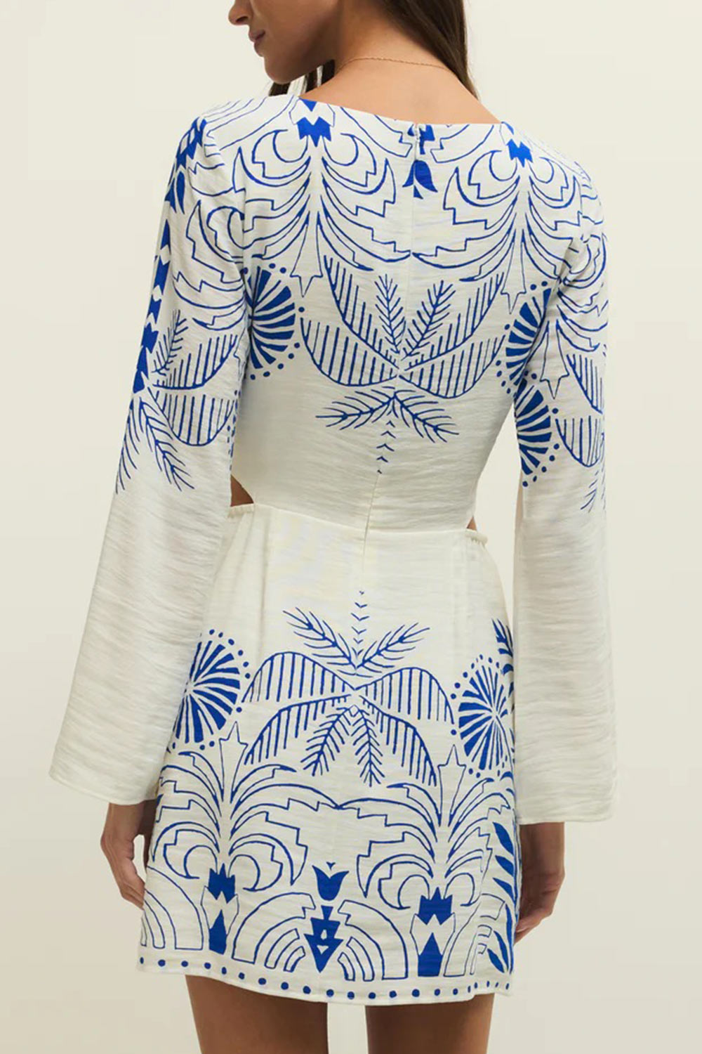 Sharon | Short White Dress with Contrast Print