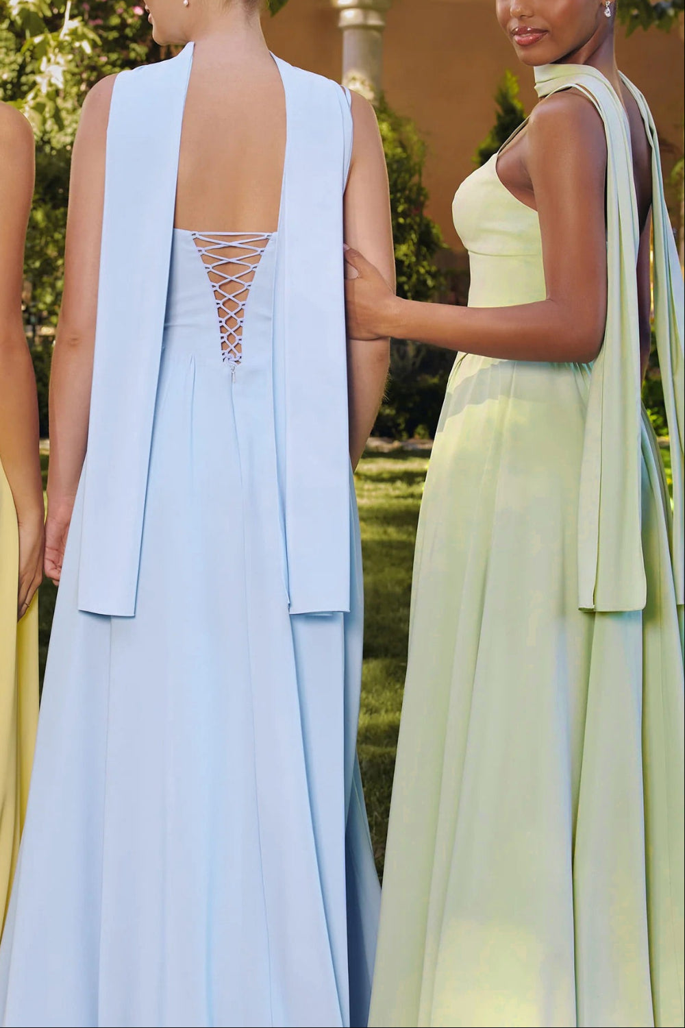 Syana Sage | Long Chiffon Corset Dress with Scarf