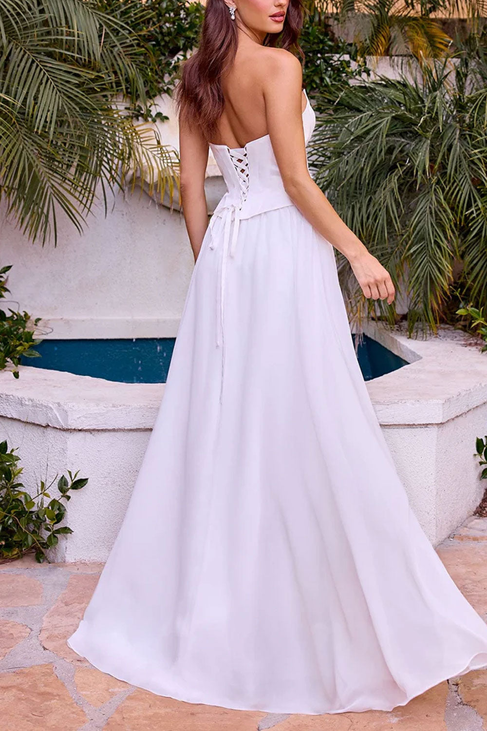Syrine | Chiffon A-line Corset Wedding Dress