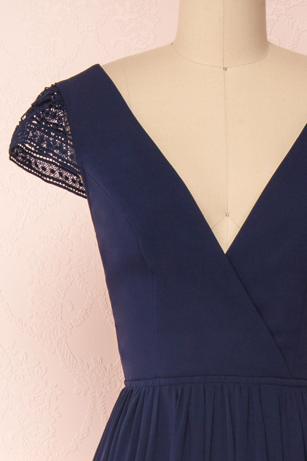 Senji Navy | Backless Chiffon and Lace Gown