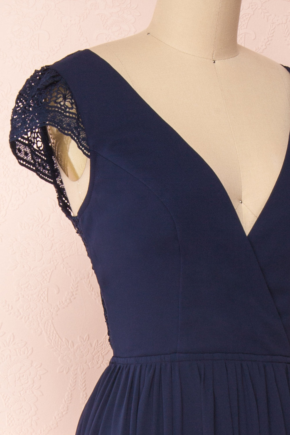 Senji Navy | Backless Chiffon and Lace Gown