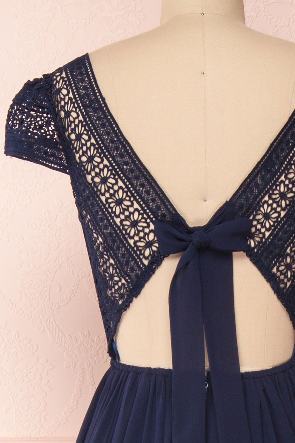 Senji Navy | Backless Chiffon and Lace Gown