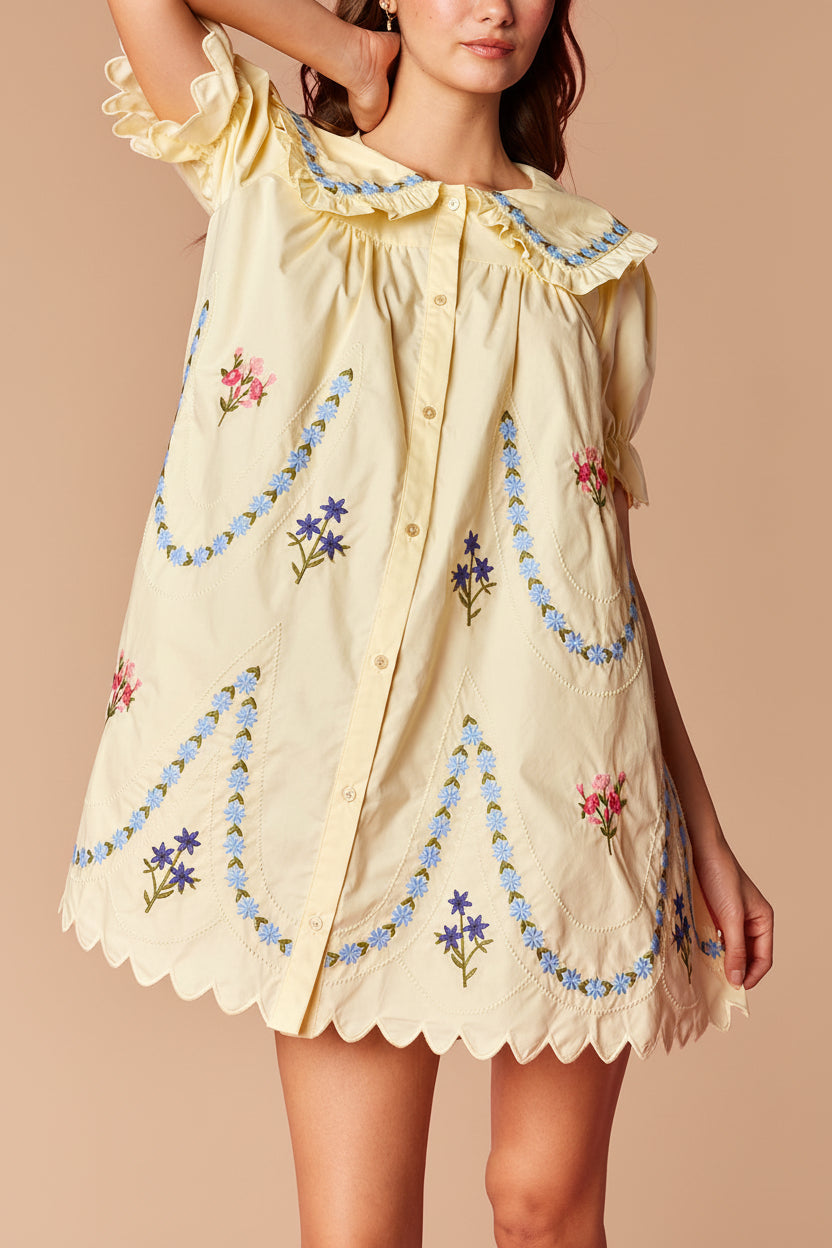 Wilma | Short Yellow Dress with Large Collar