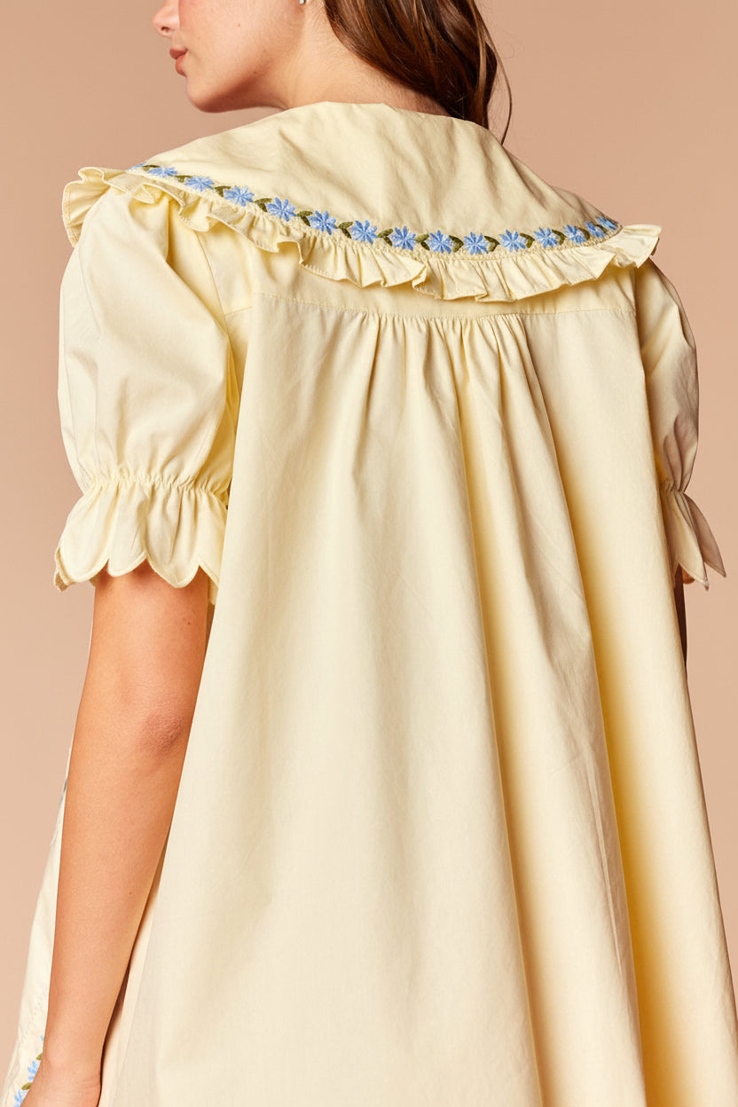 Wilma | Short Yellow Dress with Large Collar