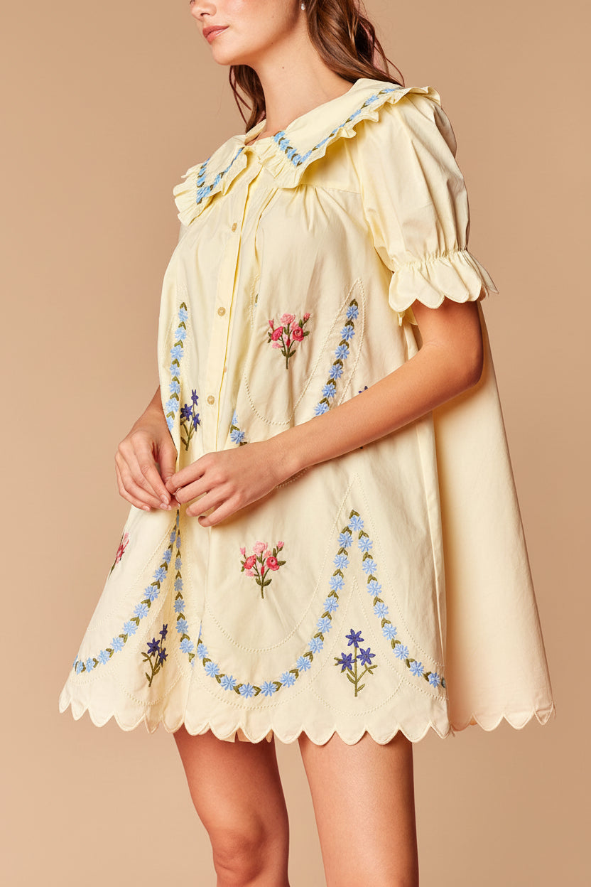 Wilma | Short Yellow Dress with Large Collar