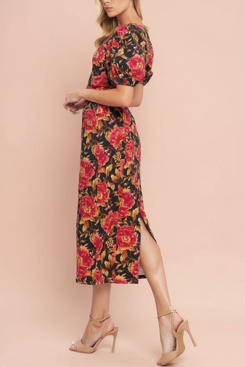 Yeseul | Colourful Fitted Floral Denim Dress
