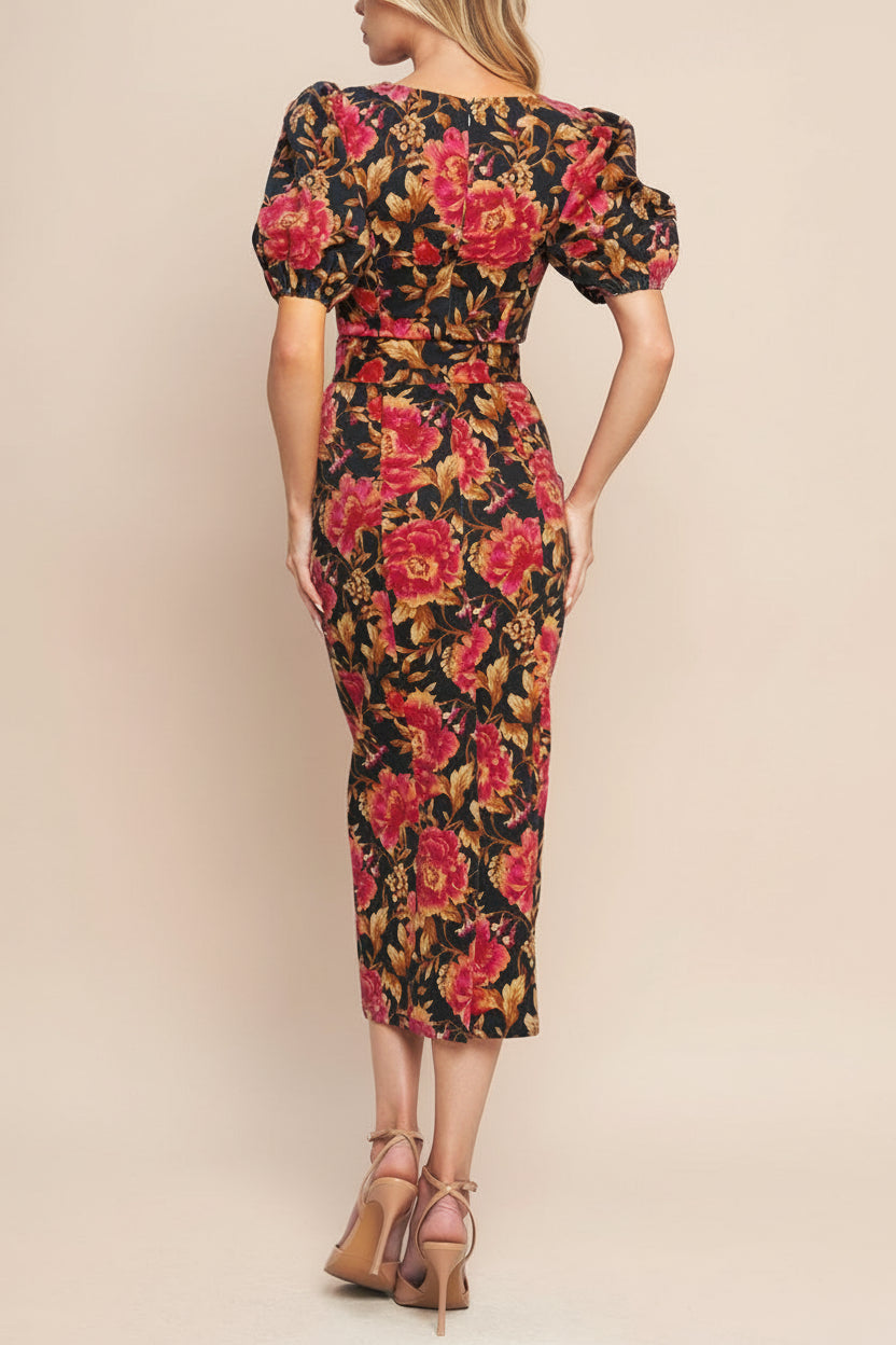 Yeseul | Colourful Fitted Floral Denim Dress