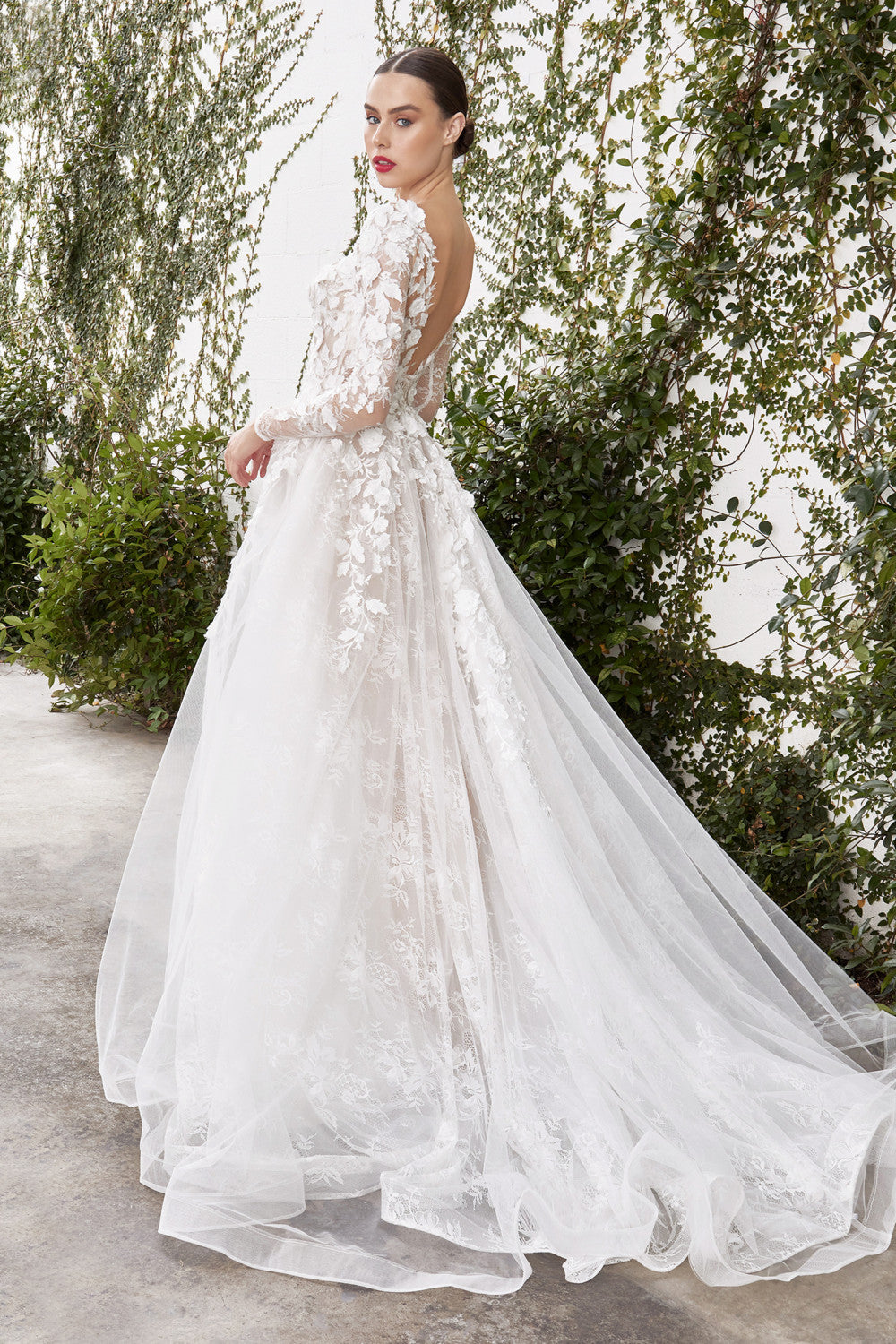 Anaissa | Long Sleeve Backless Wedding Gown w/ Train