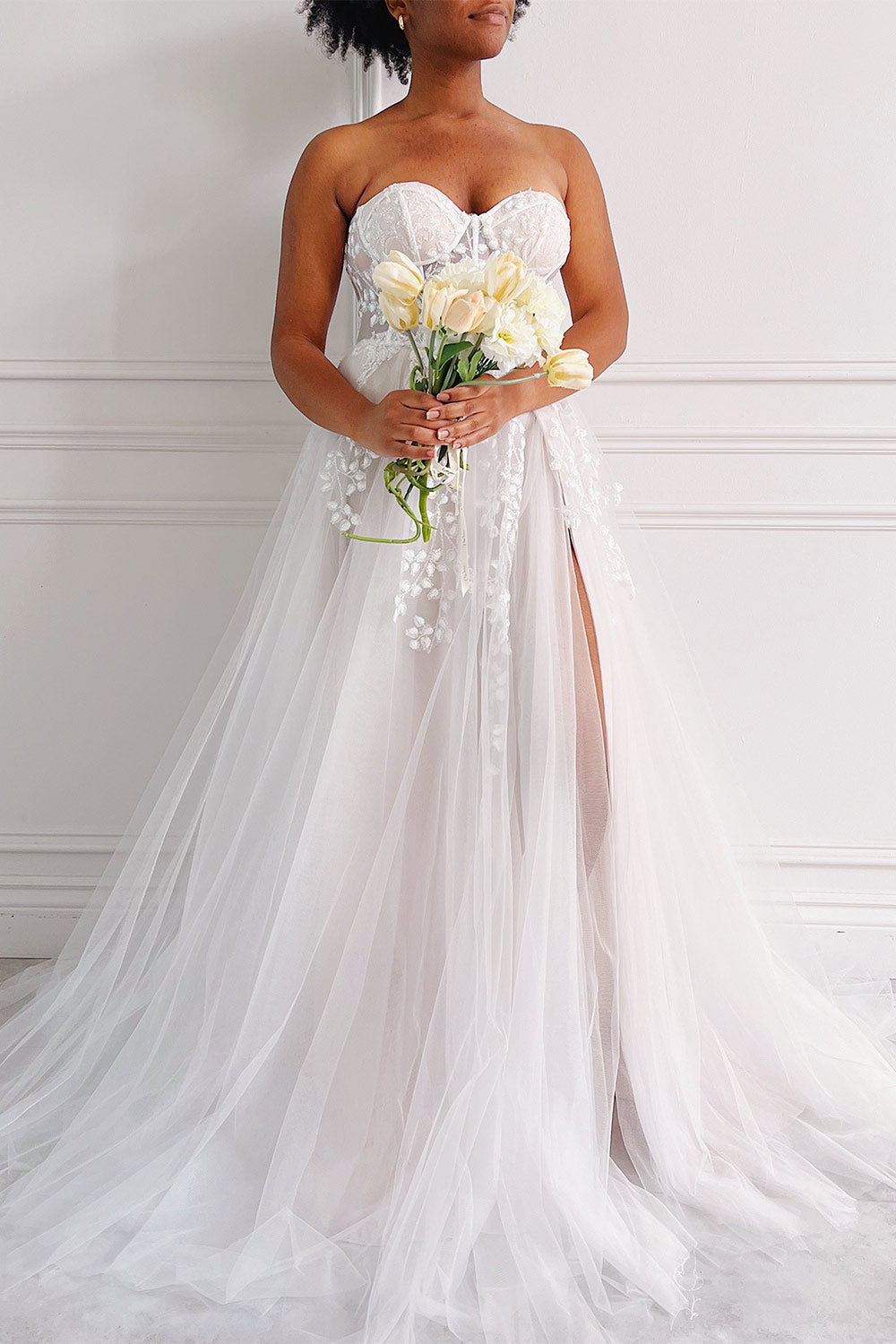 Adrasthee | Bustier Wedding Dress with Slit