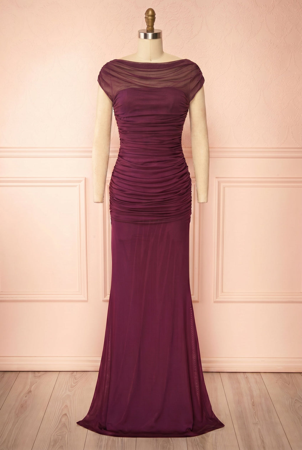 Abelina Purple | Maxi Mesh Fitted Dress