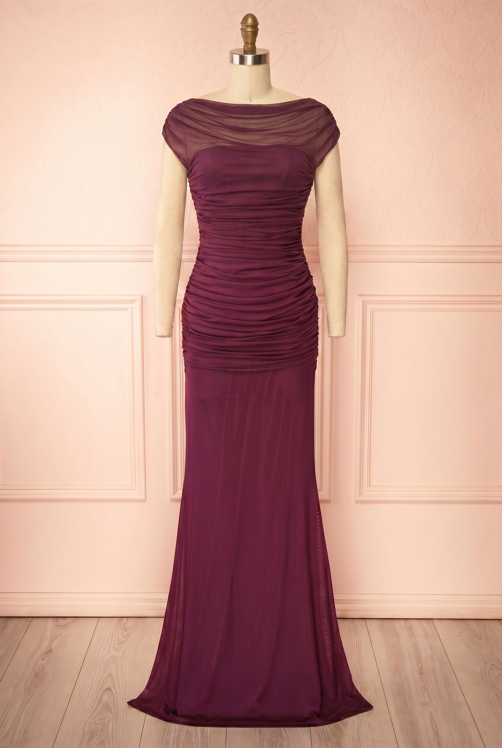 Abelina Purple | Maxi Mesh Fitted Dress