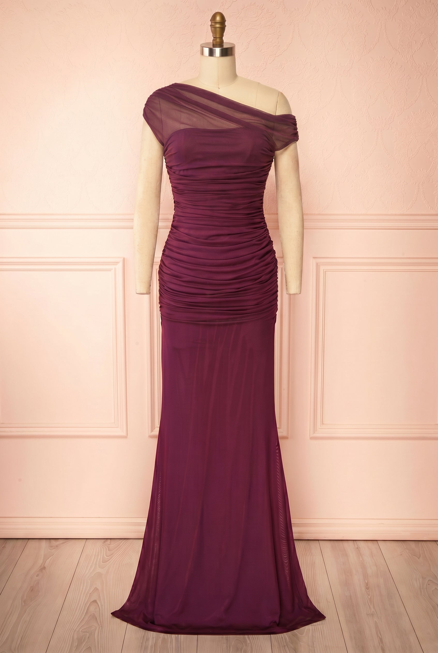 Abelina Purple | Maxi Mesh Fitted Dress