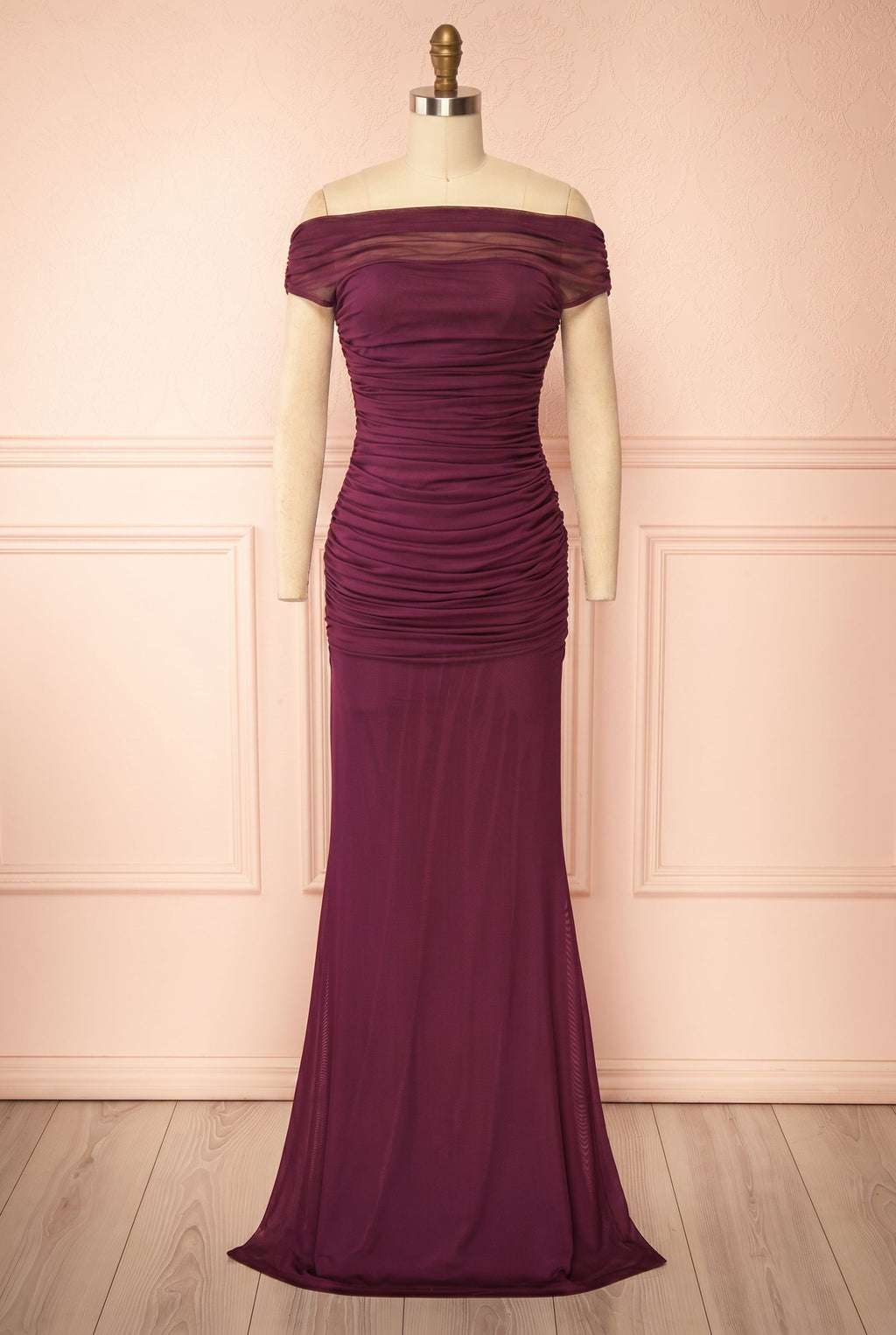 Abelina Purple | Maxi Mesh Fitted Dress