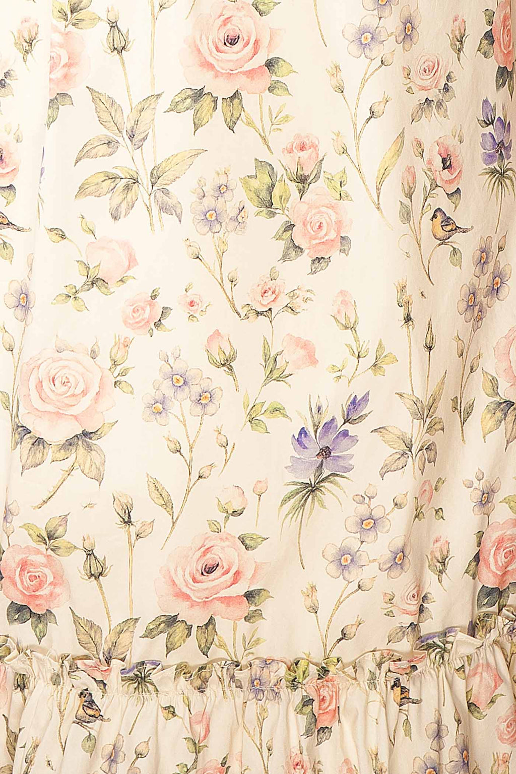 Acilia | Floral A-Line Midi Dress with Tie-Shoulder Straps