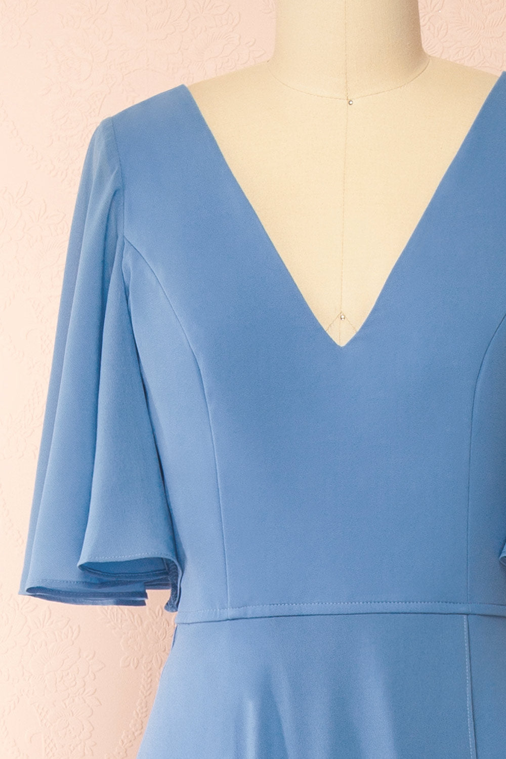 Adelphia Blue | V-Neck Chiffon Maxi Dress