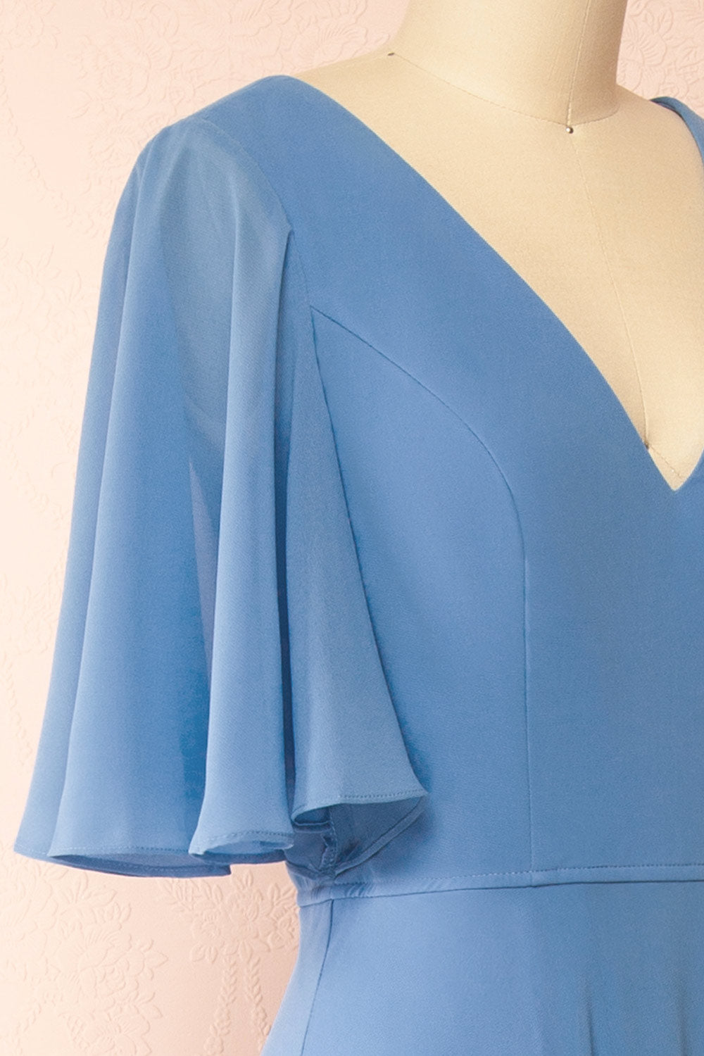 Adelphia Blue | V-Neck Chiffon Maxi Dress